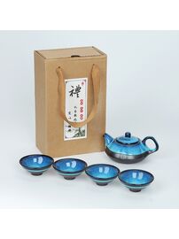 Набор керамический на 4 персоны в коробке синий