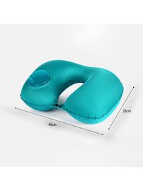 Дорожная надувная подушка для шеи со встроенной помпой, цвет синий