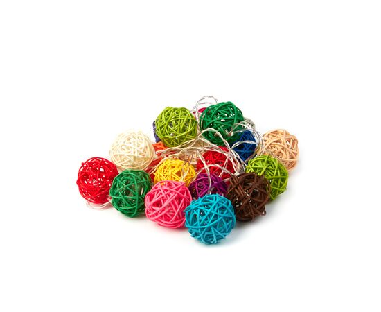 Светодиодная гирлянда "Разноцветные ротанговые шарики"
