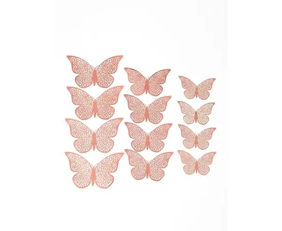 Наклейки на стены 3D бабочка: Набор из 12 штук, цвет бронзовый
