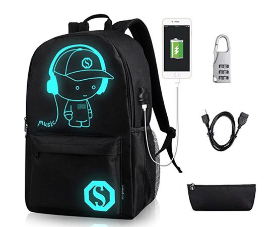 Рюкзак светящиеся в темноте c USB портом Music Kid