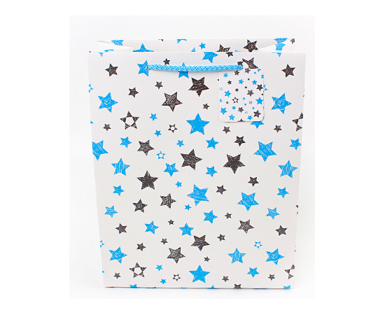 Пакет подарочный "Синие звезды"