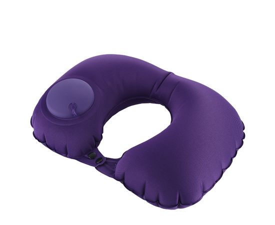 Дорожная надувная подушка для шеи со встроенной помпой, цвет фиолетовый